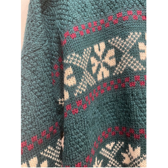 Carraig Donn Vintage Wool Ireland Knit Men XL Fair Isle Sweater Fisherman Green - Picture 2 of 6